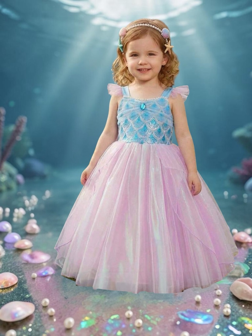 Girls Mermaid Princess Ball Gown in Blue and Pink (ball gown only 4T, 5T & 6T)
